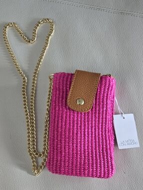 NWT Vibrant Pink Woven Crossbody – Italian Boutique Find | Fits Standard Phone​